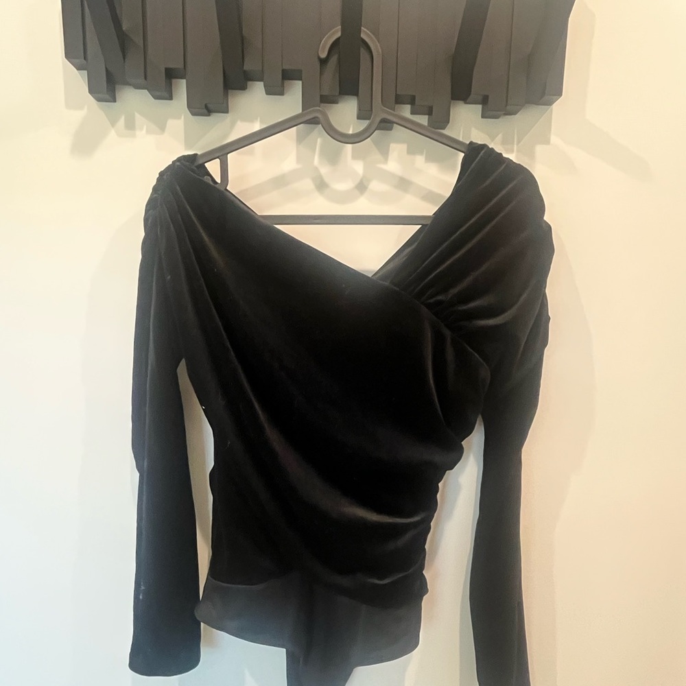 Express Black Velvet Body Countour Bodysuit - SM